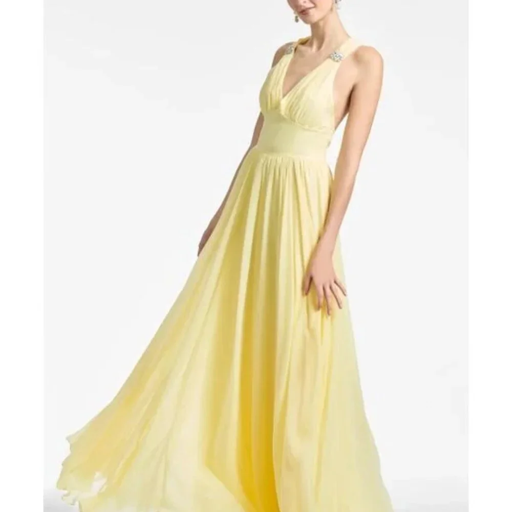 Sachin & Babi Women's Yellow Kenzia Gown NWT MSRP $850 Lemon Drop Sz 12 10 8 6 4 - Picture 5 of 7